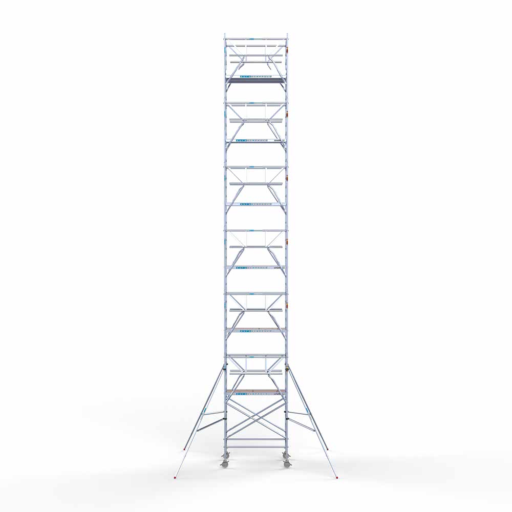 9.2) Rolsteiger Euroscaffold voorloopleuning dubbel 1.35 x 1.90 x 14.2 meter werkhoogte vrijstaand