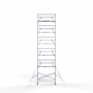 9.1) Rolsteiger Euroscaffold voorloopleuning Dubbel 1.35 x 3.05 x 13.2 meter werkhoogte vrijstaand