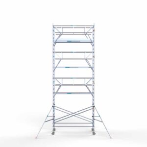 6) Rolsteiger Euroscaffold voorloopleuning Dubbel 1.35 x 3.05 x 9.2 meter werkhoogte vrijstaand