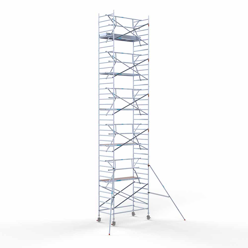 9.0) Rolsteiger Euroscaffold met enkele Voorloopleuning 1.35 x 2.50 x 12.2 meter werkhoogte tegen de gevel - Afbeelding 2