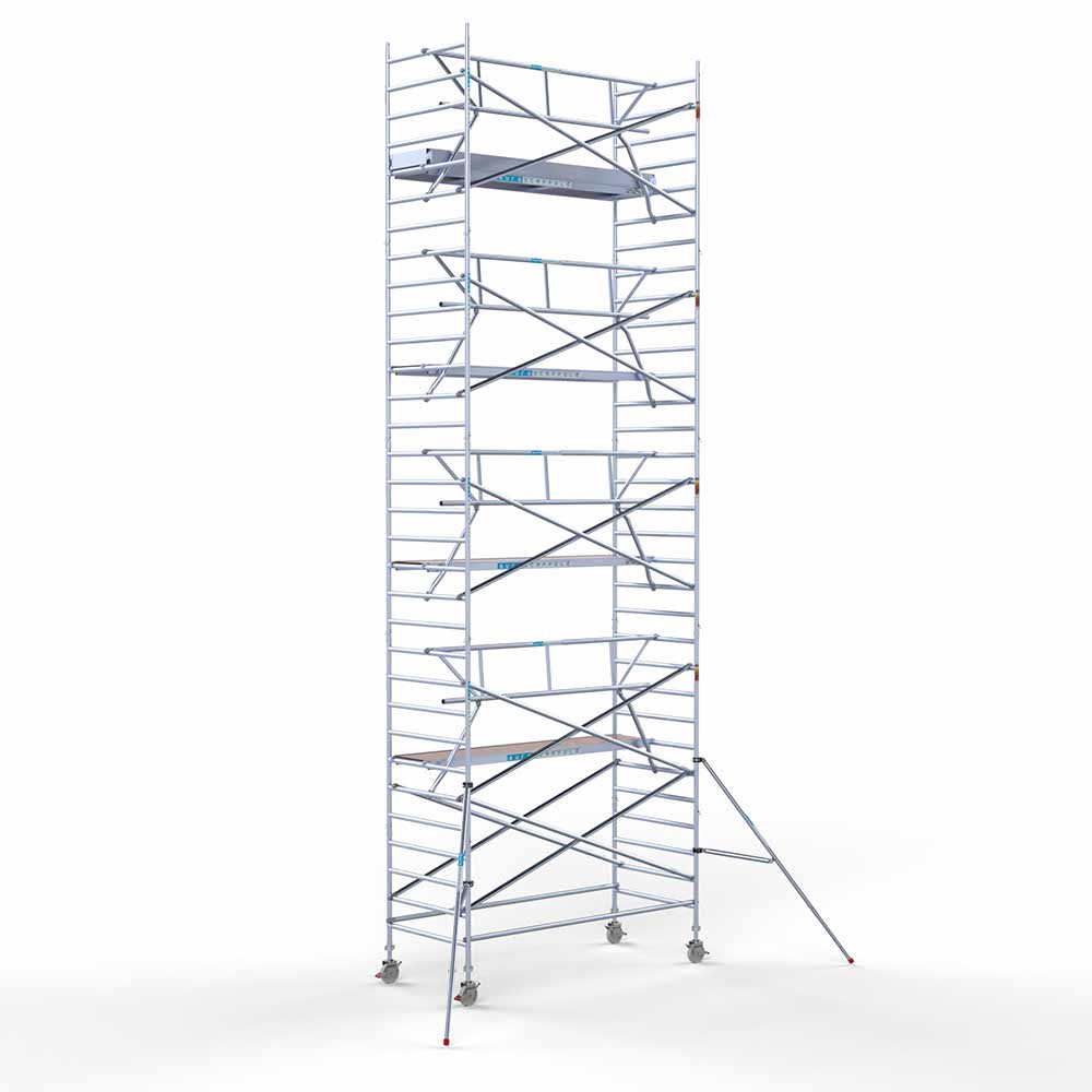 7) Rolsteiger Euroscaffold met enkele Voorloopleuning 1.35 x 3.05 x 10.2 meter werkhoogte tegen de gevel - Afbeelding 2
