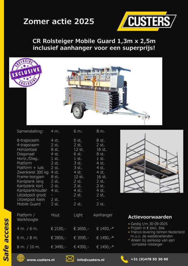 Custers rolsteiger 1.3x2.50x8.2m + Aanhanger