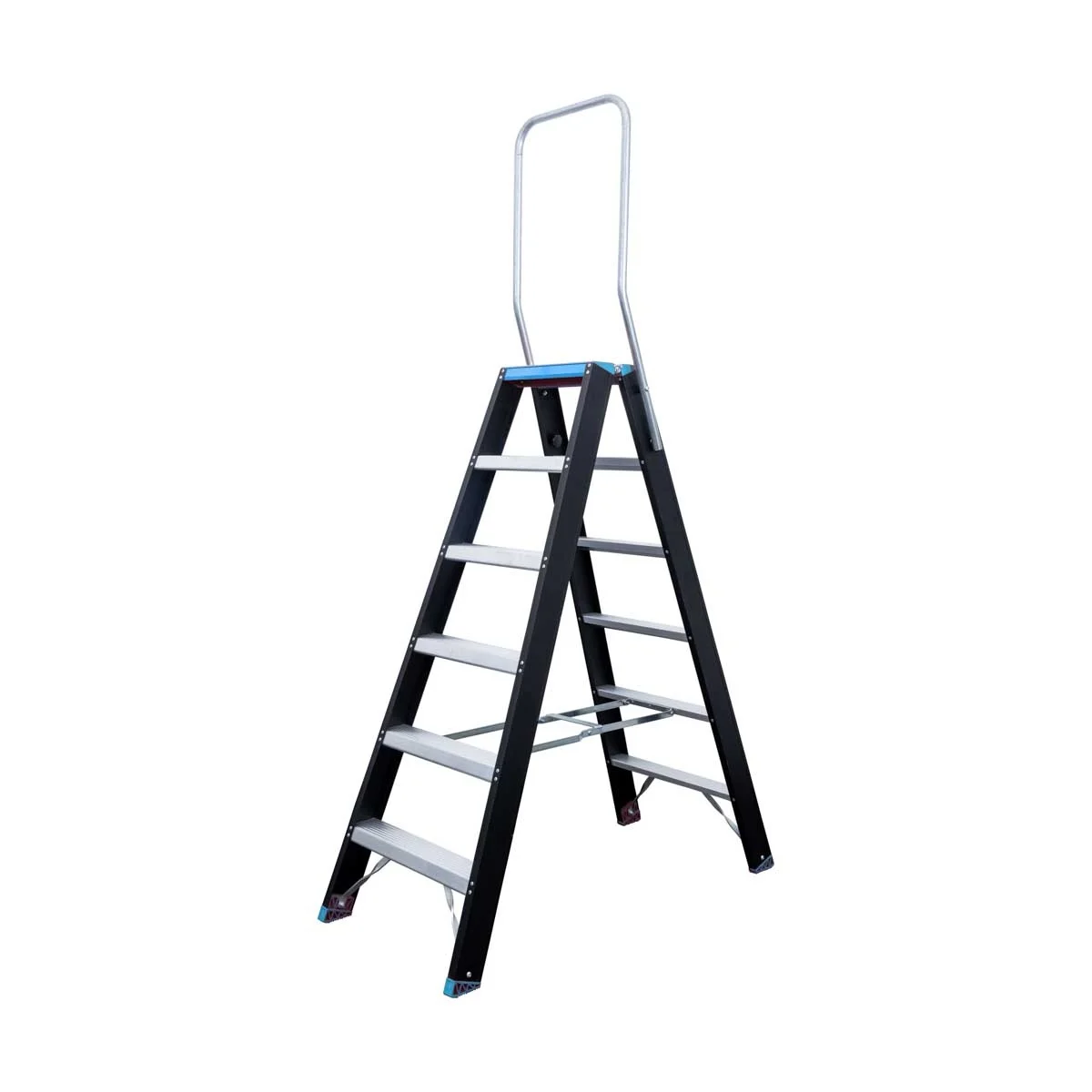 5: Dubbele Trap 2x6 treden - zwart blauw