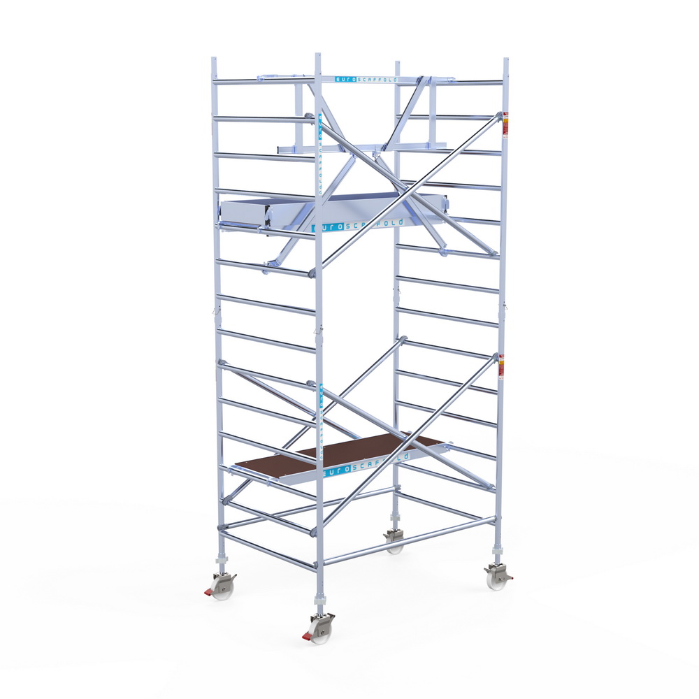 2) Rolsteiger Euroscaffold voorloopleuning dubbel 1.35 x 1.90 x 5.2 meter werkhoogte vrijstaand - Afbeelding 2