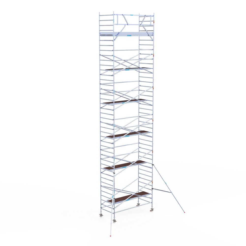 9.1) Rolsteiger Euroscaffold 1.35 x 3.05 x 13.2m werkhoogte tegen de gevel