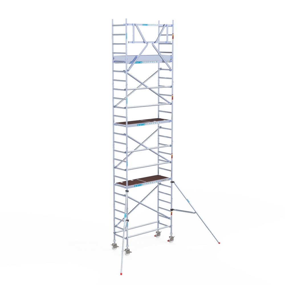 5) Rolsteiger Euroscaffold 0.75 x 1.90 x 8.2m werkhoogte tegen de gevel