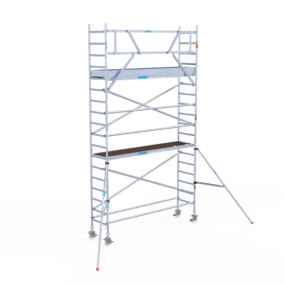 3) Rolsteiger Euroscaffold 0.75 x 3.05 x 6.2m werkhoogte tegen de gevel