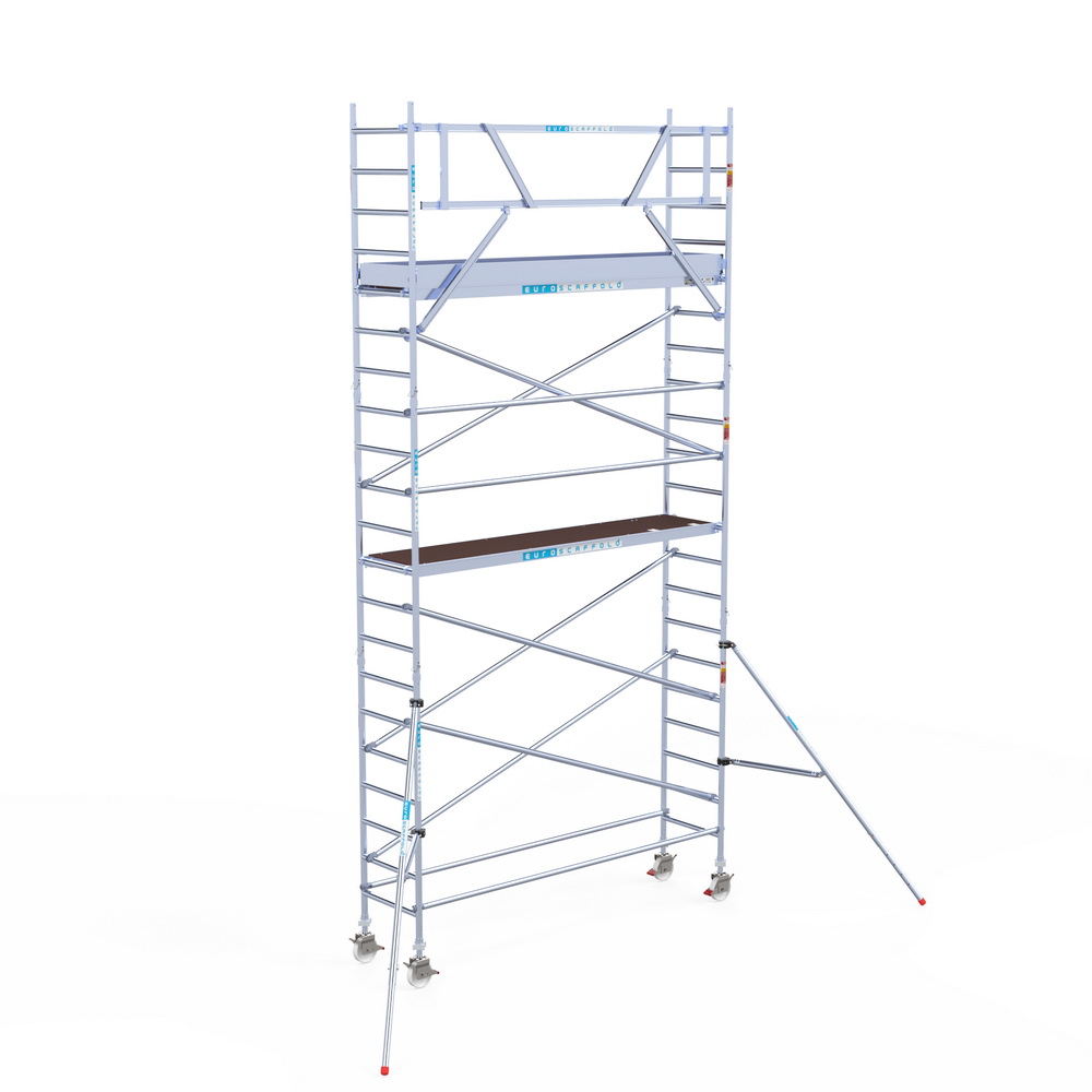 4) Rolsteiger Euroscaffold 0.75 x 3.05 x 7.2m werkhoogte tegen de gevel