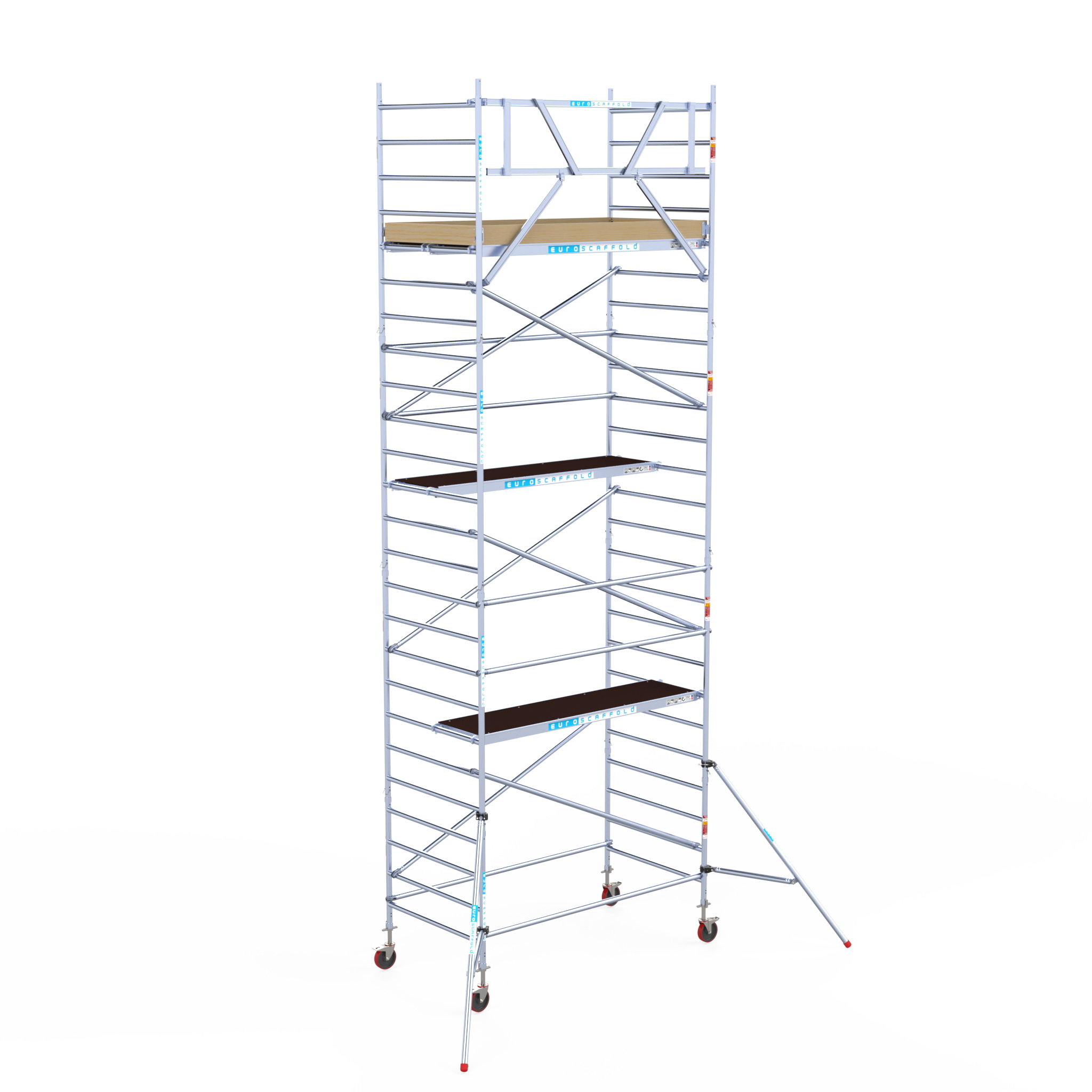 5) Rolsteiger Euroscaffold Basic 1.35 x 2.50 x 8.2m werkhoogte tegen de gevel